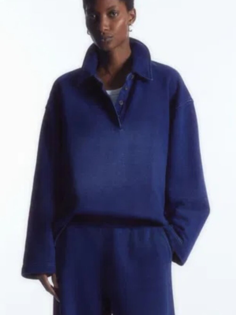 Cos relaxed fit navy polo sweatshirt size S